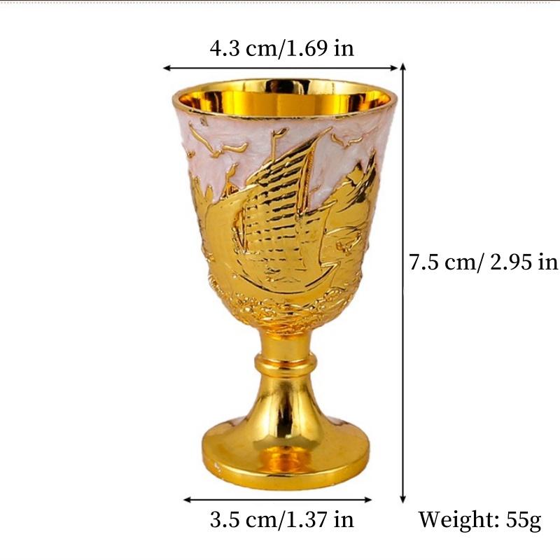 Holy Grail, Alloy Retro Relief Sailing Cup, European Portable Mini Vodka Glass, Creative Home Living Room Decoration Gift, 1pcs