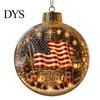 Reusable Party Ornaments 250th Anniversary USA Christmas Ornament, Light Up Plastic Clear Ball Hanging Decoration with Garden Wall Bell Train