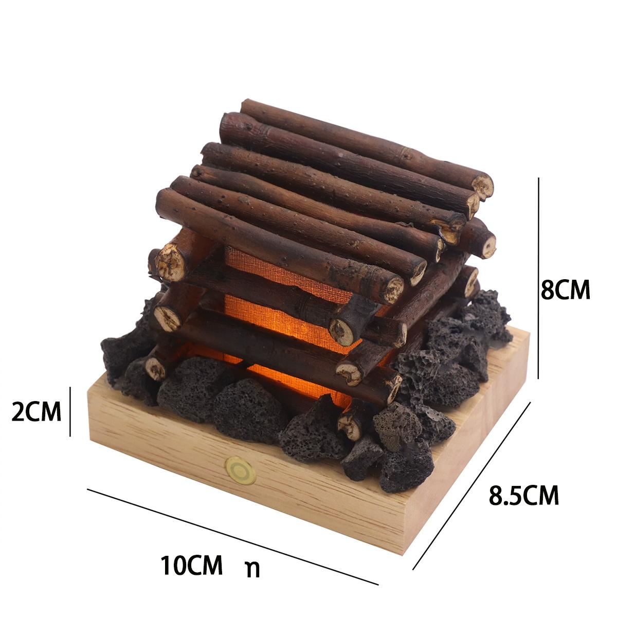 

Small Electric LED Fireplace Logs 3 Modes Adjustable Night Light Flame Lamp USB Rechargeable 3D LED Fake Fire Pit Firewood Lamp