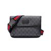 Presbyoop logo Logo gestreept band canvas en leer borsttas heuptas heren zwart