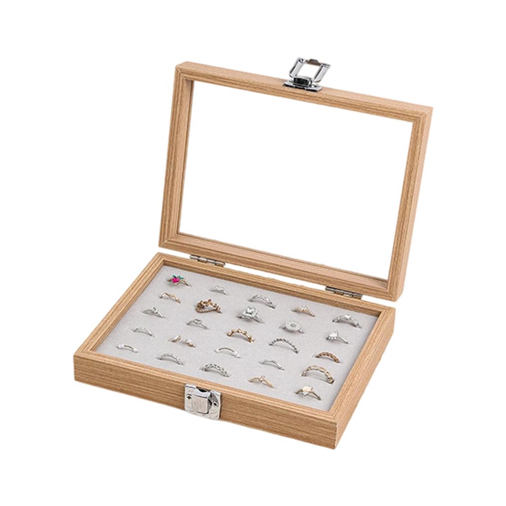 Elegant Wooden Jewelry Box with Dustproof Lid Necklace and Ring Organiser Case Accessories Storage Container for Home