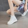Innere Erhöhung 8cm Leder Weiße Schuhe Damen Herbst Neu Wild Koreanische Version Dicke Sohle Plateau Freizeitschuhe