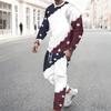 Completo Sportivo Casual da Uomo a Due Pezzi con Top Girocollo a Manica Lunga con Stampa a Gradiente di Stelle e Pantaloni Jogger con Coulisse