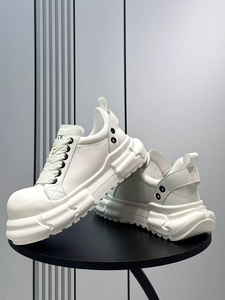 Ugly Cute Big Head Men's  New Black and White Round Head Thick Sole Inner Height-increasing Breadboard Shoes