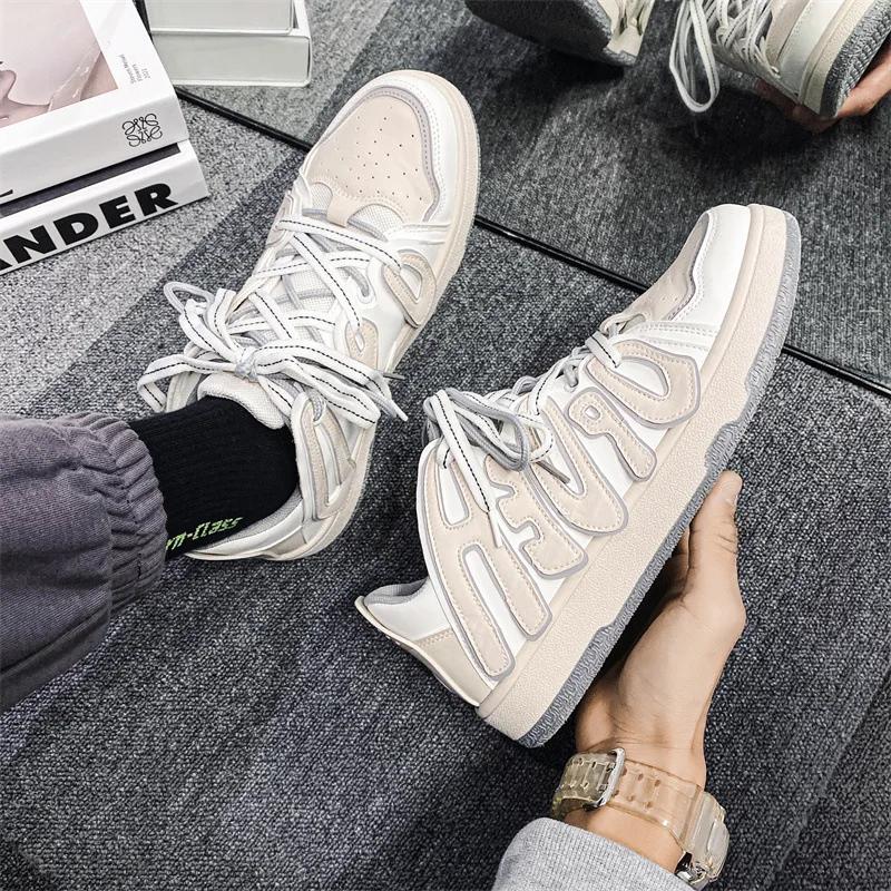 

Мужская спортивная обувь 2024 года, новая модная мужская обувь, оригинальная спортивная обувь с буквенным принтом, повседневная обувь для скейтбординга, женская теннисная обувь для пар 35 бежевый