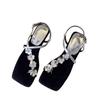 Square-toed Shoes Toe Shoes Women's One-piece Sandals with Wedge Heels