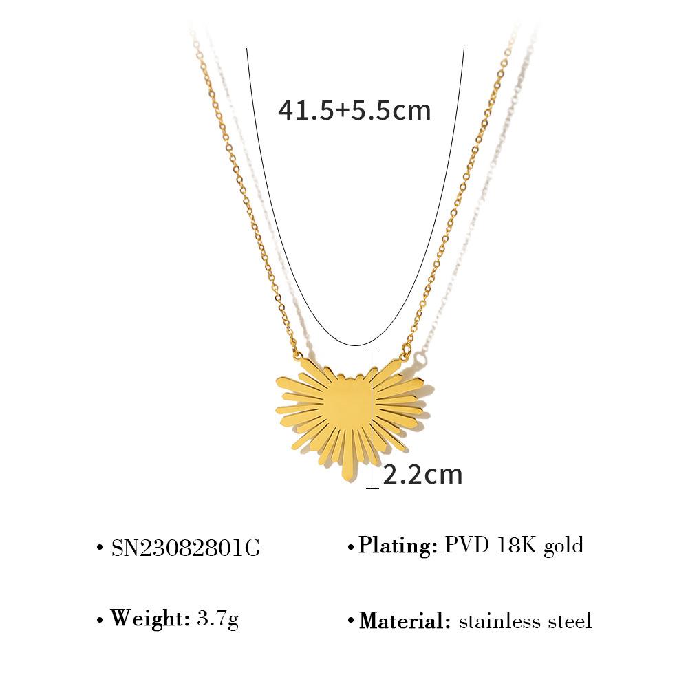 Wind Simple Sunflower Titanium Steel Women'S Short Necklace Radial Pattern Stainless Steel Necklace