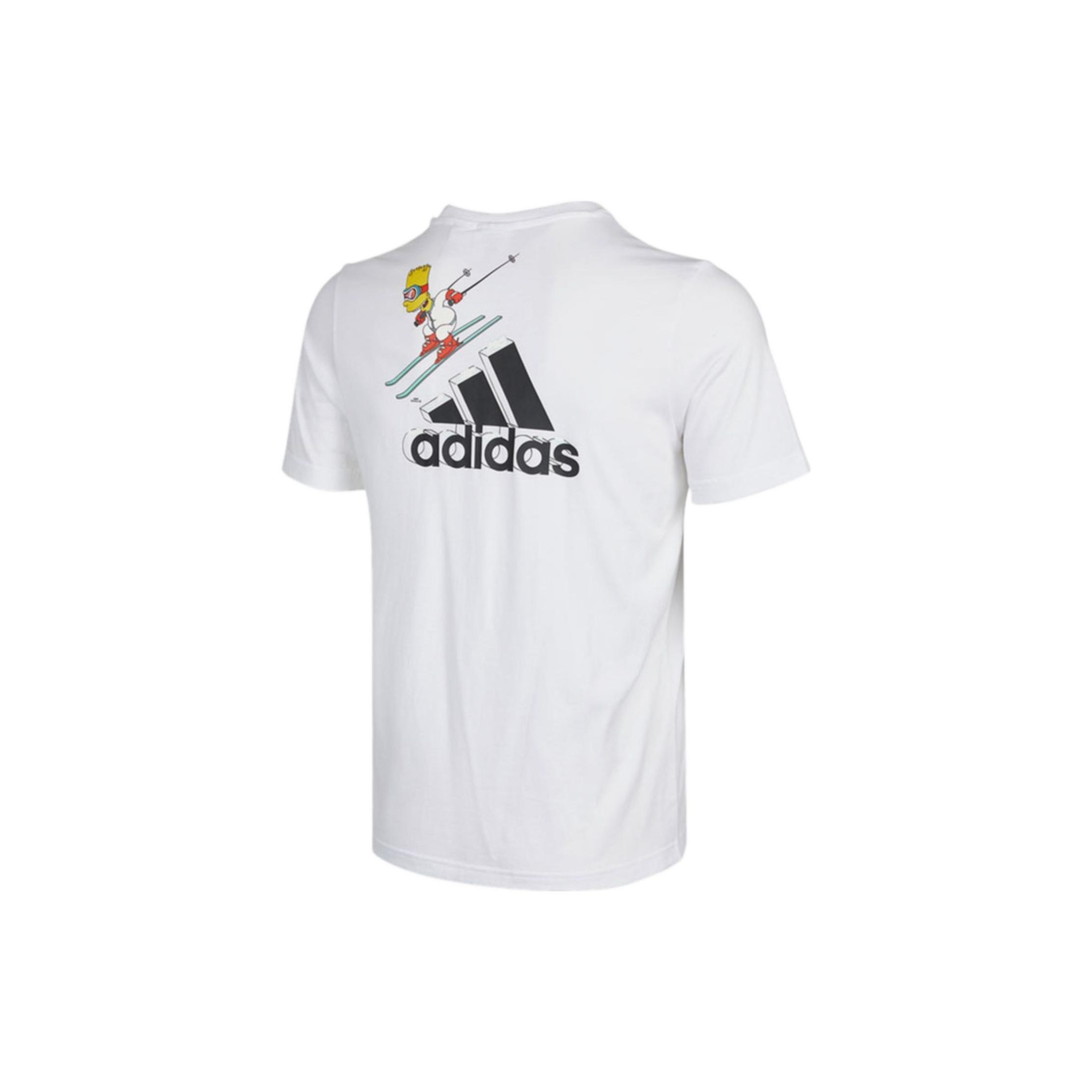 

Adidas Футболка с короткими рукавами и принтом логотипа с мультяшным рисунком и круглым вырезом, мужские топы, белые GS6220
