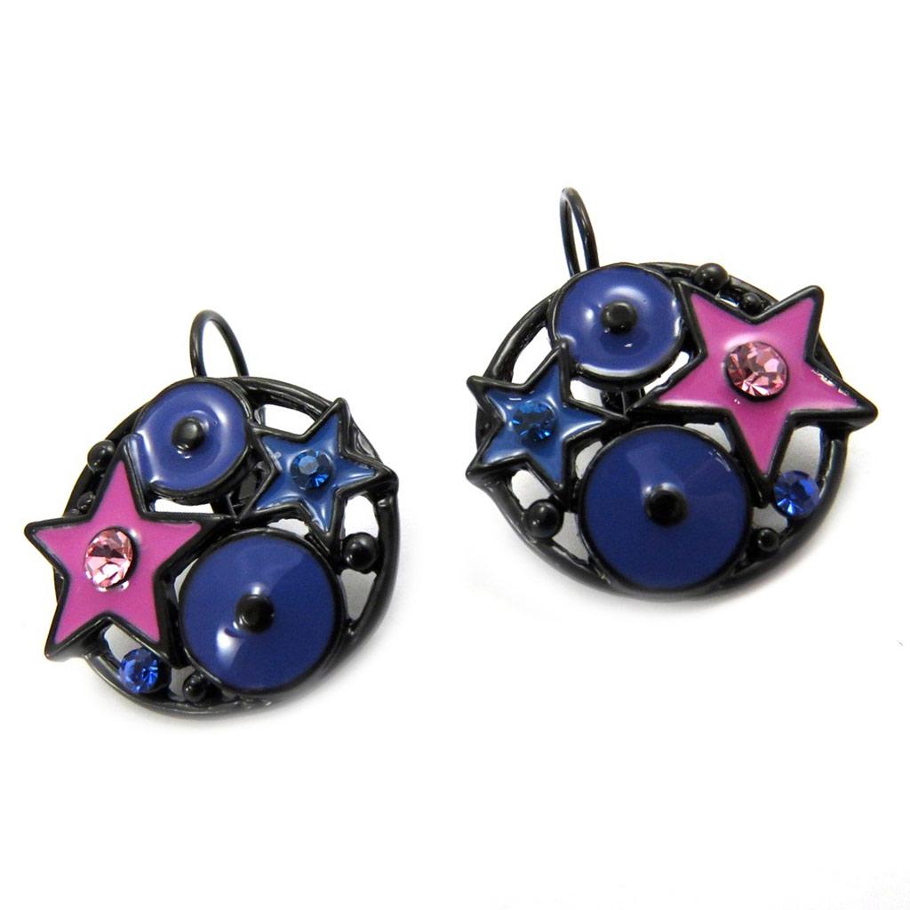 NOA [G6071] - Designer-Ohrringe 'Harlekin' blau rosa