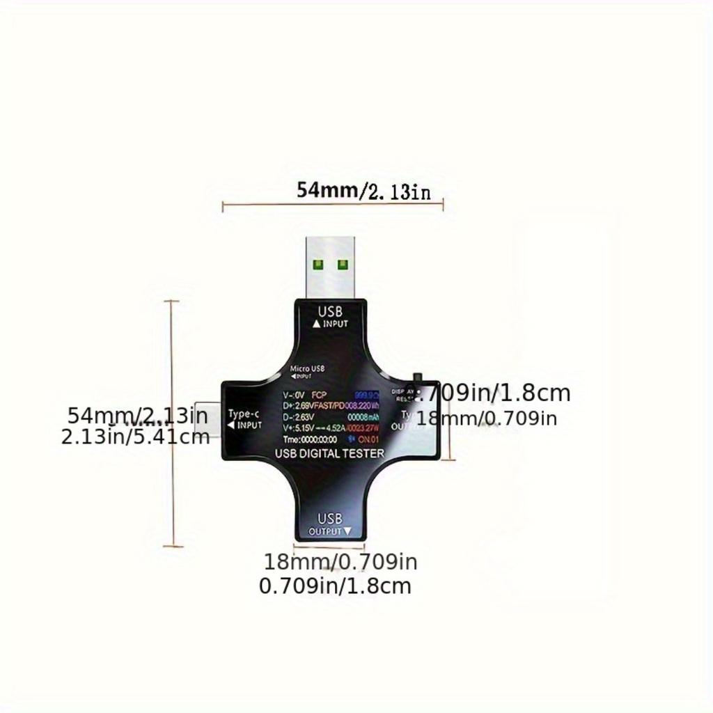 Portable USB PD Detector Type-C Voltage Ammeter, Digital Display Tester For Phone Tablet Laptop And PD Power Adapter Testing