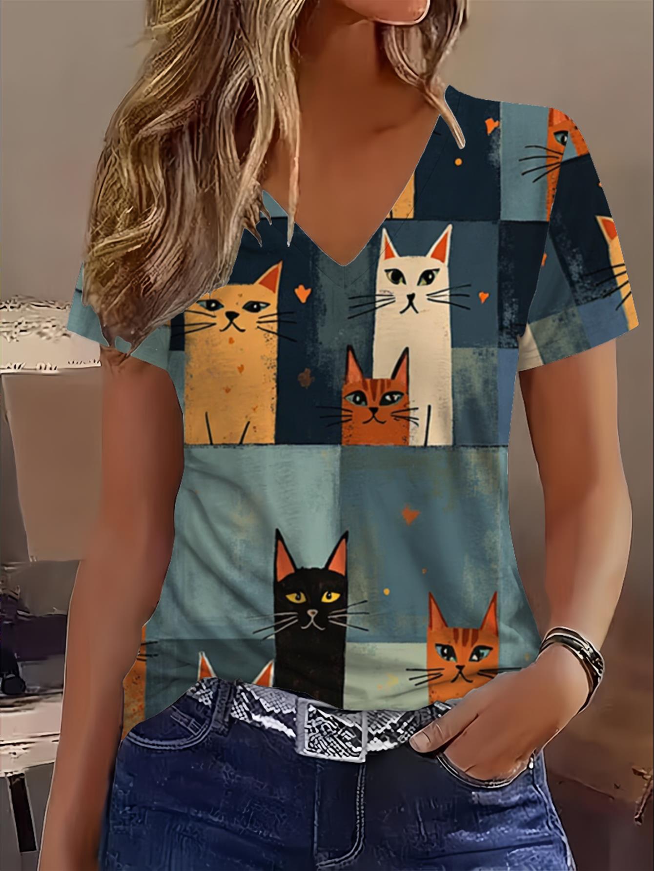 Women s Summer V-Neck Short Sleeve T-Shirt S