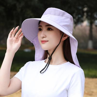 Hat Women's Summer Sunshade Sun Protection Hat Cycling Outdoor Summer Cool Hat Shawl Bucket Hat Breathable Big Brim Mountaineering Hat