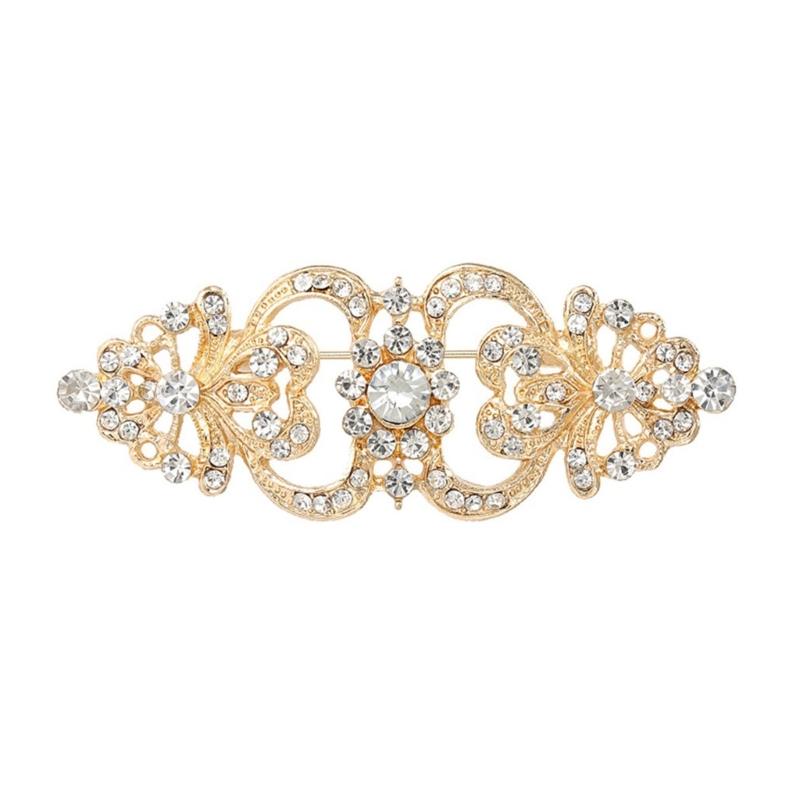 

Elegant Crystals Floral Alloy Brooch Elegant Bridal Fashion Accessory Portable for Special Event and Gifts Giving золотий