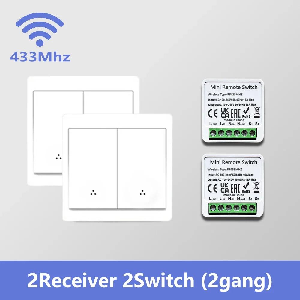 RF 433MHz Wireless Wall Light Switch 1/2/3 Gang Remote Control Relay Receiver Interruptor 16A for LED Lamp Home Automation