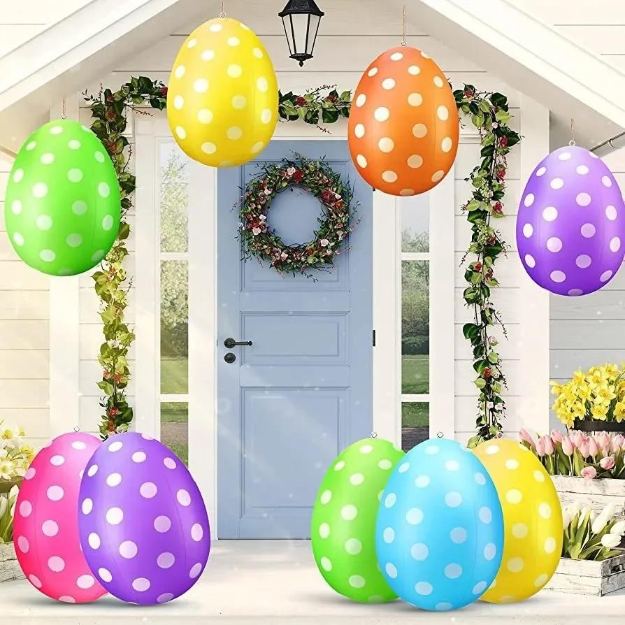 16 Inch Easter Inflatable Egg Balloon Outdoor Decoration Yard Blow Up Decor for Holiday Home Party Celebration and Festive Event