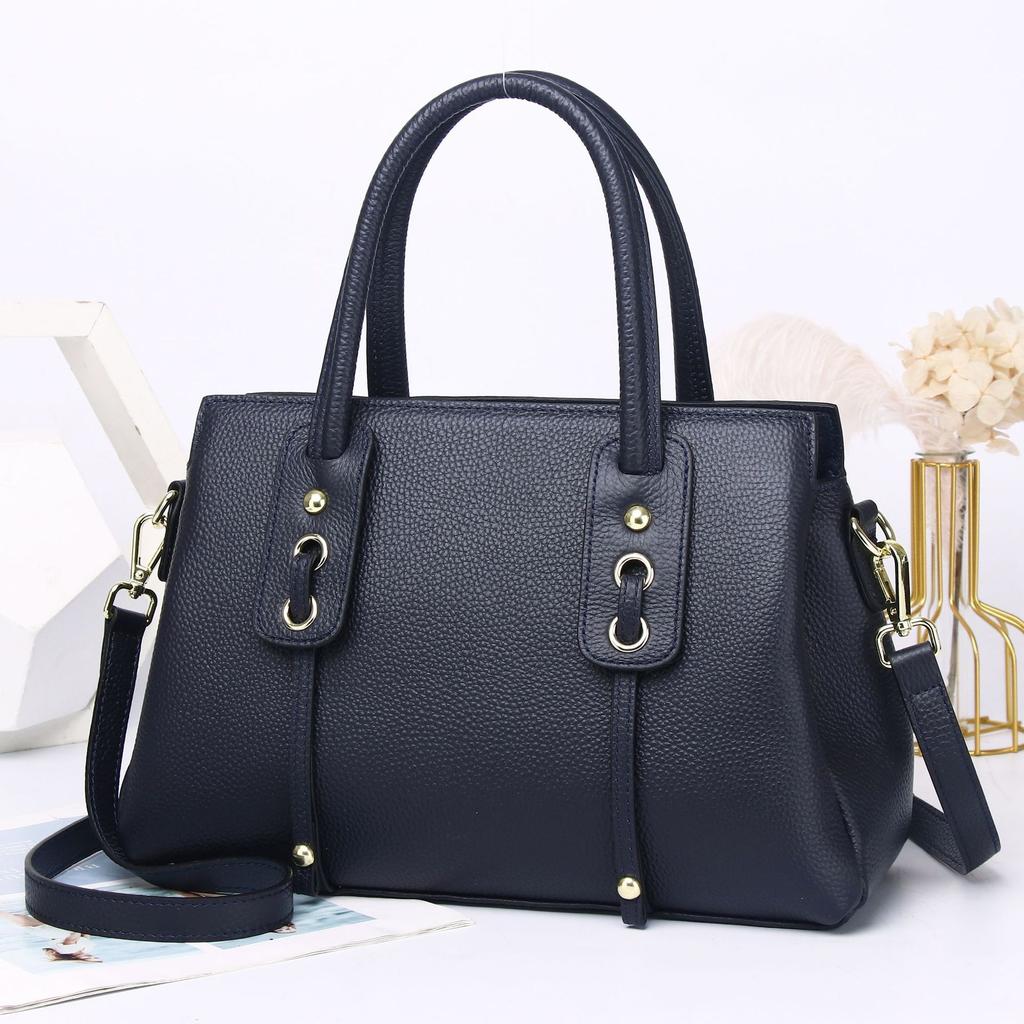 Cowhide Women's Bags, One-shoulder Messenger Bags, Portable Women's Bags, Fashionable Large-capacity Handbags.