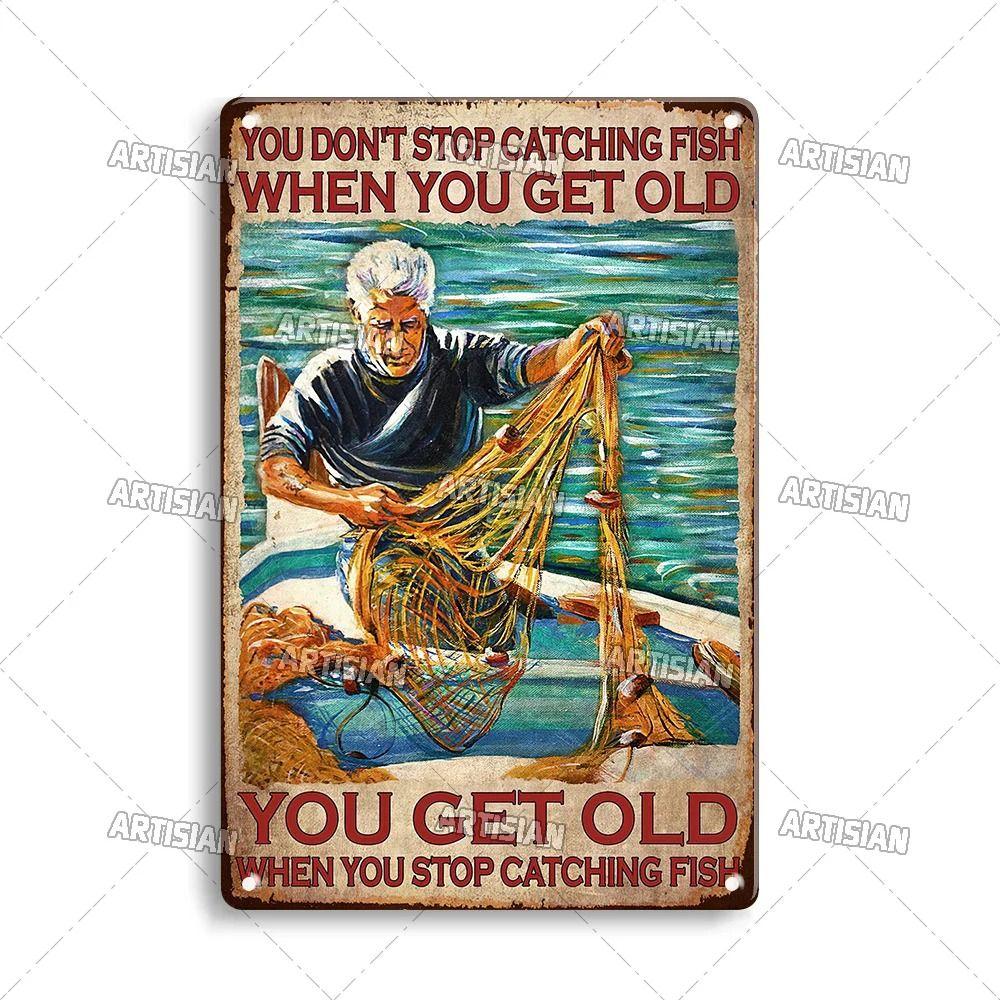 Boy Who Loved Fishing Metal Sign, Gift for Fisherman 20x30cm