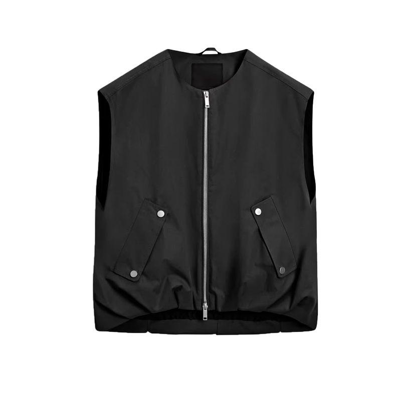 Spring New Women's Clothing Versatile round Neck Snap Button Design Loose Suit Vest 6745807 6737821
