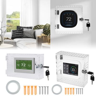 18.5x12x5cm Universal Thermostat Lock Box Clear Thermostat Cover Acrylic with Key Thermostat Guard Fits Easy To Install