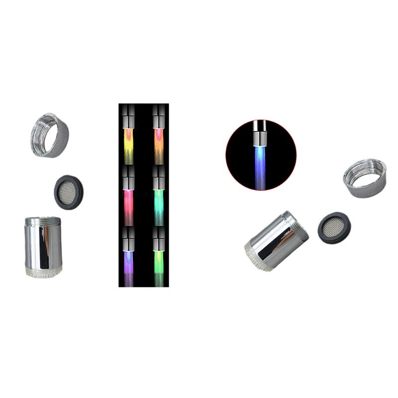 3-Farben-LED-Licht Temperatursensor Wasserhahn Farbwechselnder Wasserhahn mit Konverter Küche und Badezimmer