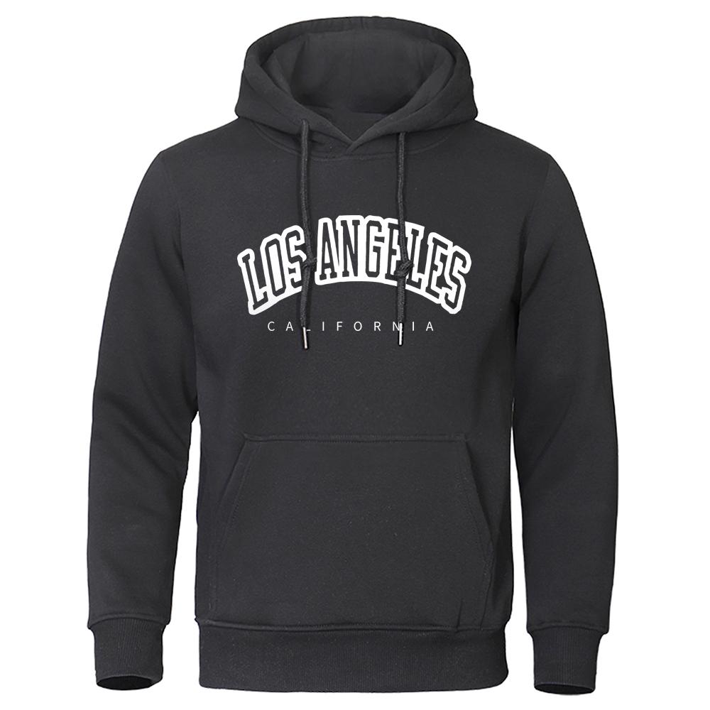 Los Angeles California Usa City Print Men Hoodie Harajuku Print Streetwear Simplicity Loose Sportswears Autumn Fleece Sweatshirt