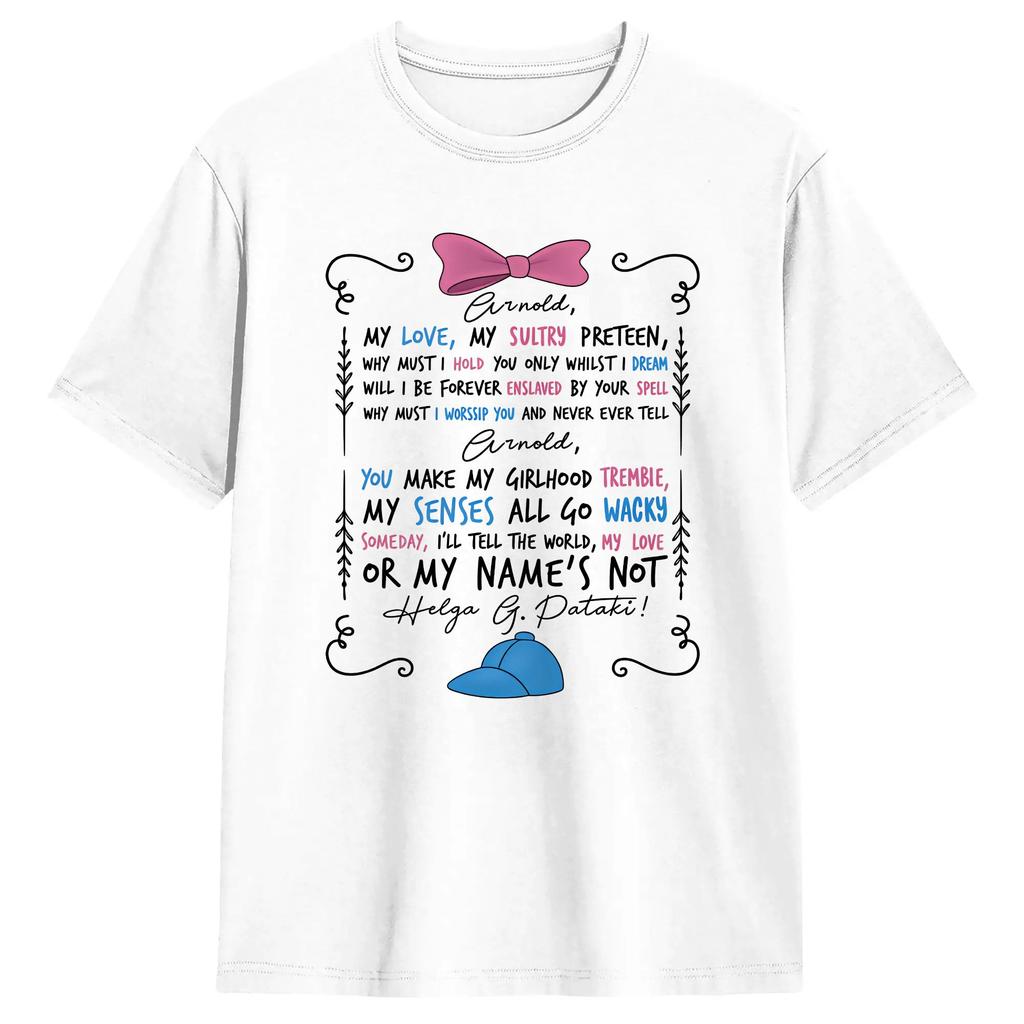 Hey Arnold Cartoon Tshirts For Men Vintage Pure Cotton Tees Crew Neck Short Sleeve T Shirt Plus Size Clothing