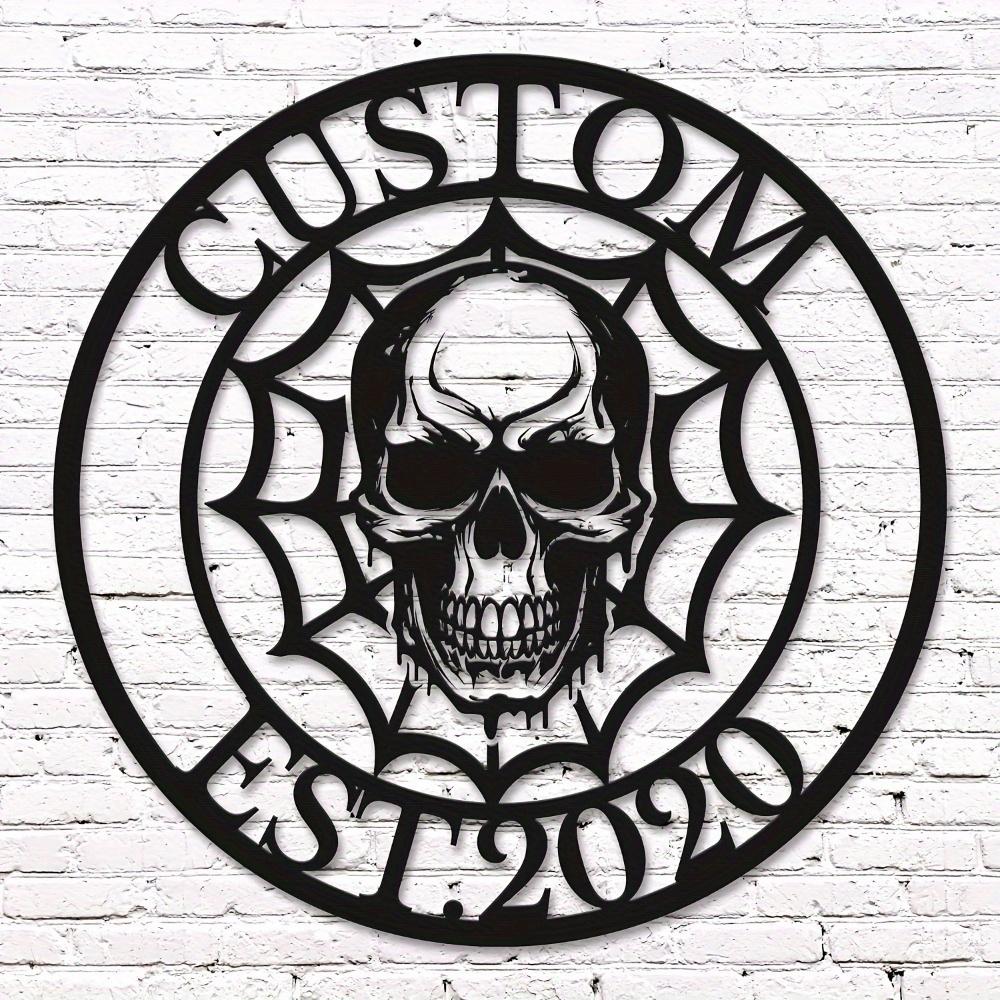 Unique Handmade Skull Metal Wall Decor Black Nautical Sign Spooky Indoor Outdoor Halloween Christmas