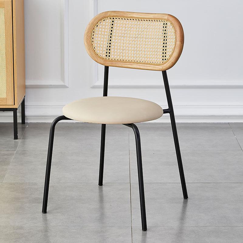 Modern Minimalist Solid Wood Backrest Dining Chairs Home Restaurants Office Rattan Woven Chairs