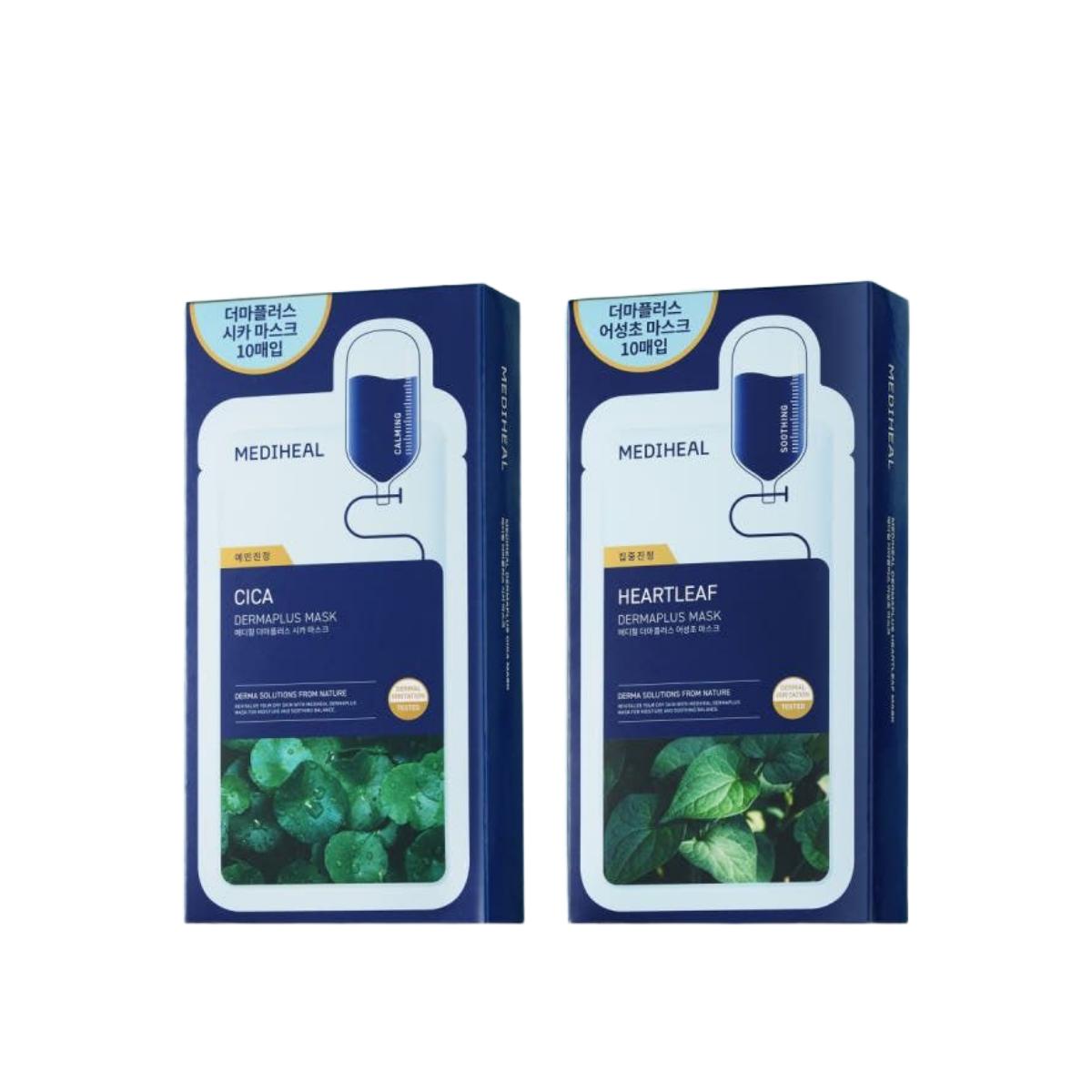 Mediheal Derma Plus Cica and Heartleaf Soothing Mask Sheets 22ml 20 Sheets Set