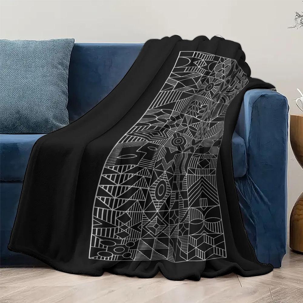 Abstrakter Geometrischer Print Fleece Decke Überwurf Weich Warm Dekorativ Sofa Bett Abdeckung Geschenk