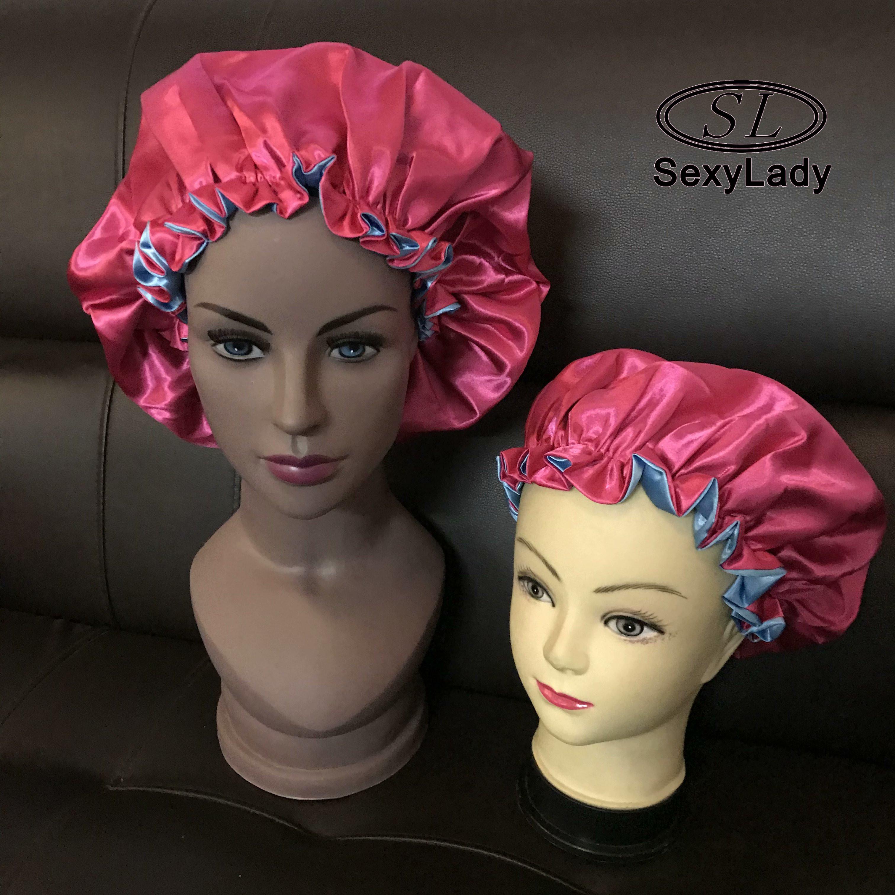 SL Wholesale Custom logo Designer Bonnets Double Layer Hair Bonnet Silk Pillow case and Bonnet Set