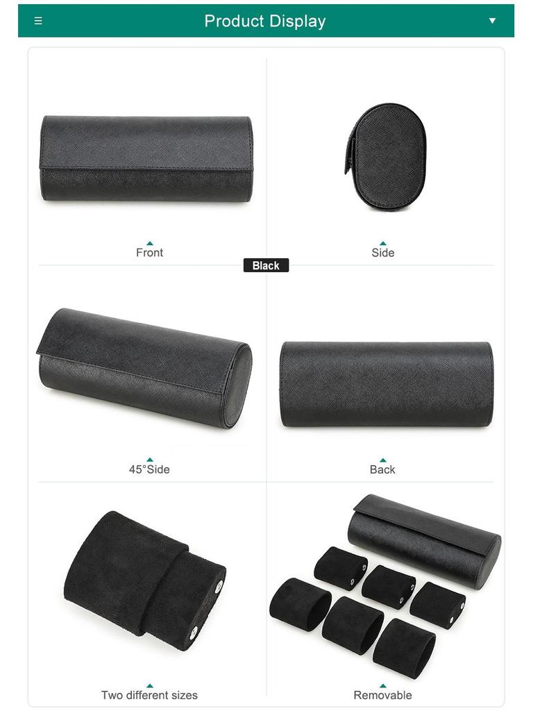 Scratch-Resistant Genuine Leather Watch Storage Box - Unisex 3-Piece Set with Pillowcase for Travel