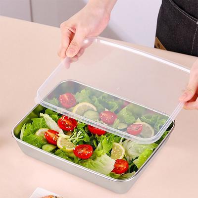 Stainless Steel Fresh Keeping Box Airtight Food Storage Container With Lid Lunch Bento Food Box Outdoor Picnic Camping Tool