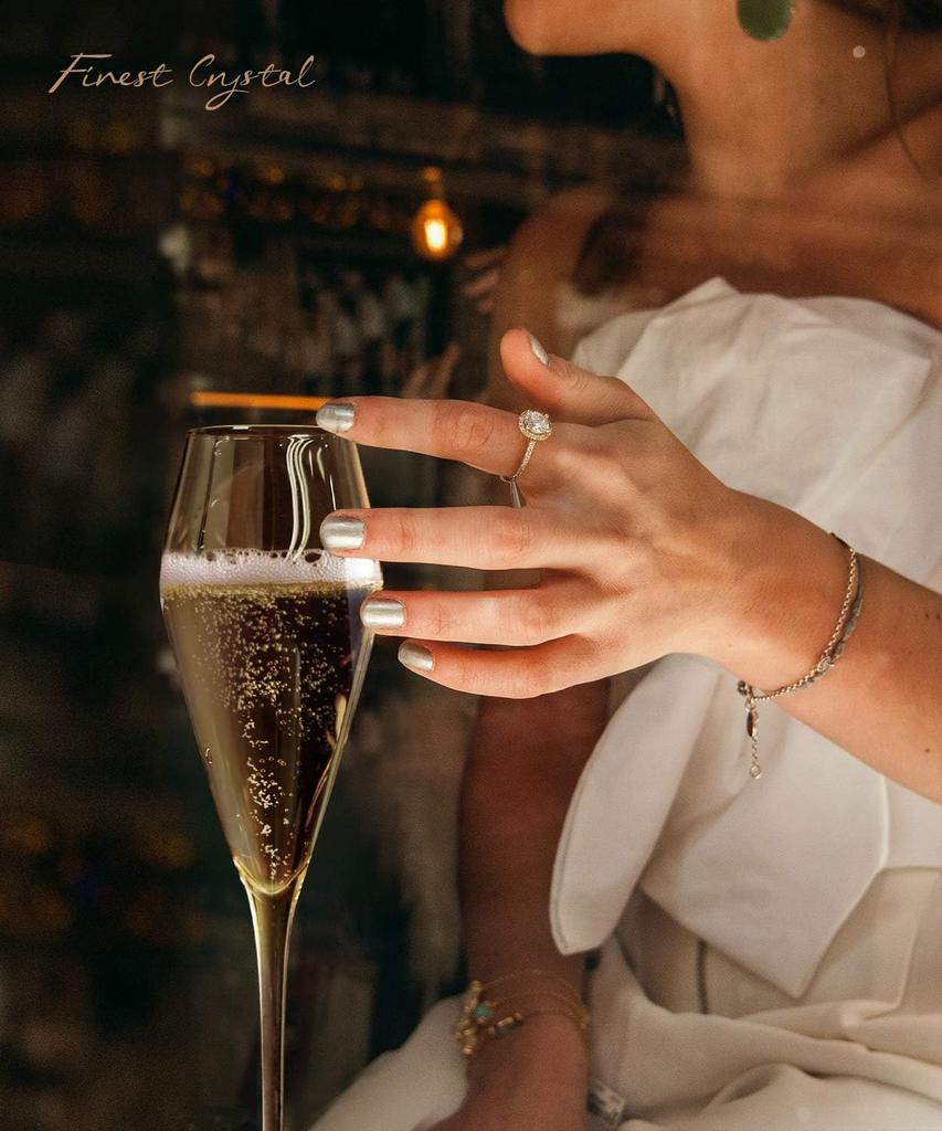 Champagne Champagne Wedding Crafted by Stylish Crystal Glass Morning Plade Glass, Flute, Artisans, (1 Piece)