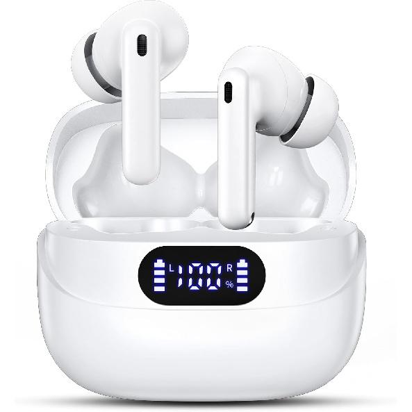 Wireless Earbuds, 42H Playtime Bluetooth 5.3 Headphones, HiFi Stereo Call Noise Cancelling Earbuds, IPX7 Waterproof Stereo in-Ear Earphones with LED