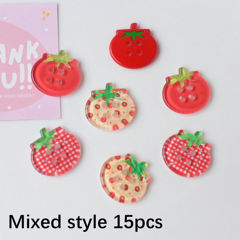 8/10/15Pcs Tomato Clear Buttons, DIY Sewing Accessories, Cute Jacket Cardigan Decoration, Button Up Garment