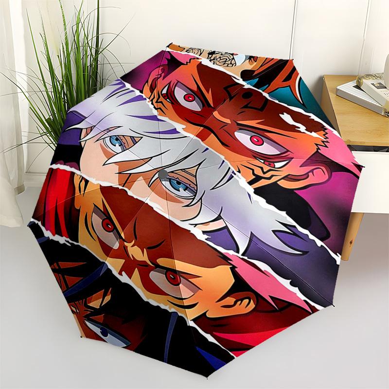1pc Jujutsu Kaisen Characters Auto-Folding Umbrella Portable 3-Fold Design with Iron Frame, Perfect for Fans, Travelers, Daily Use, and Gifts.M055