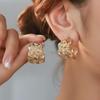 Retro European-American Irregular Lava Stud Earrings: Niche, Light Luxury Design