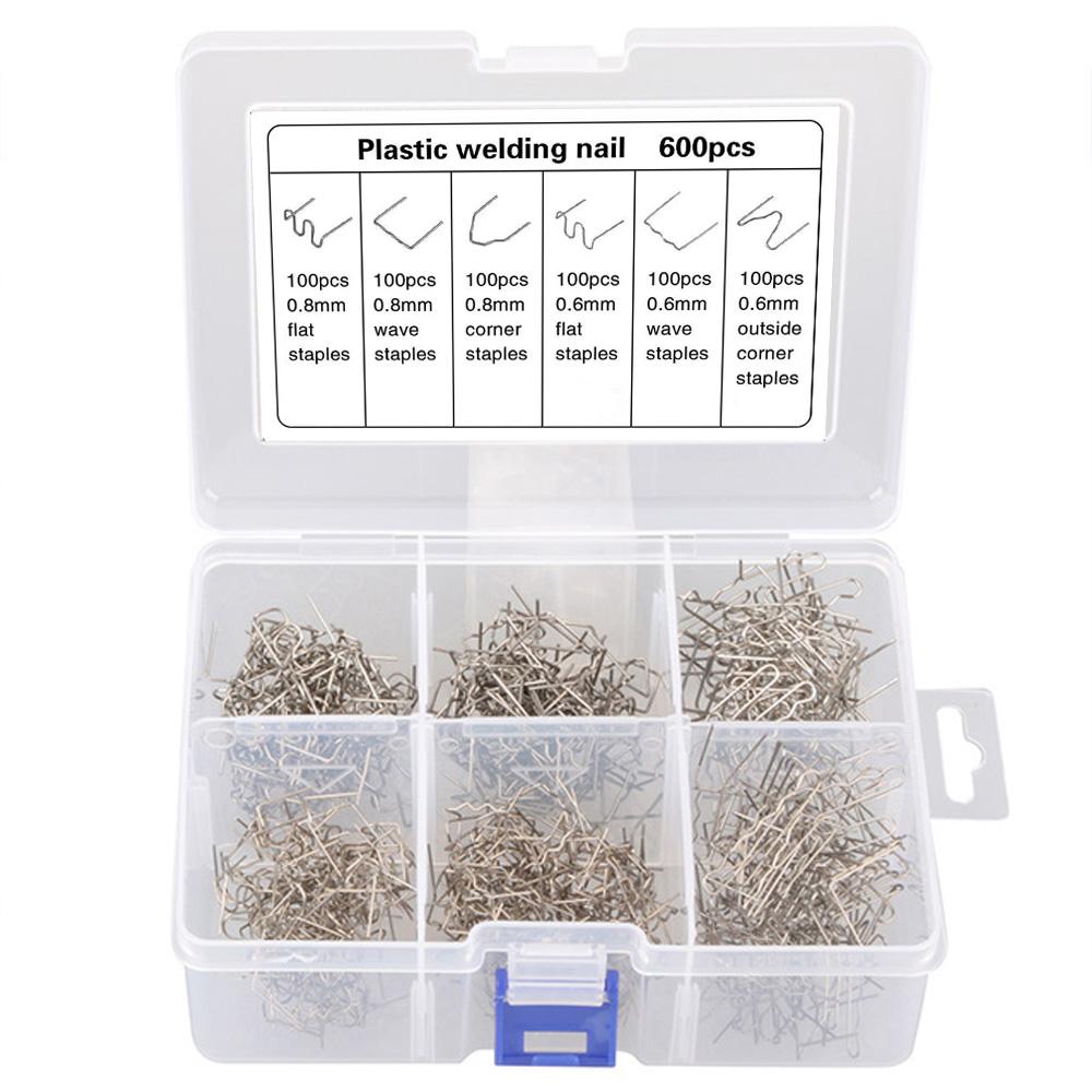800/600/100 STÜCKE Automotive Kunststoff Reparatur Schweißnägel Heißschweißhefter 6 stil Mix Mit Box Kunststoffschweißpistole Teile