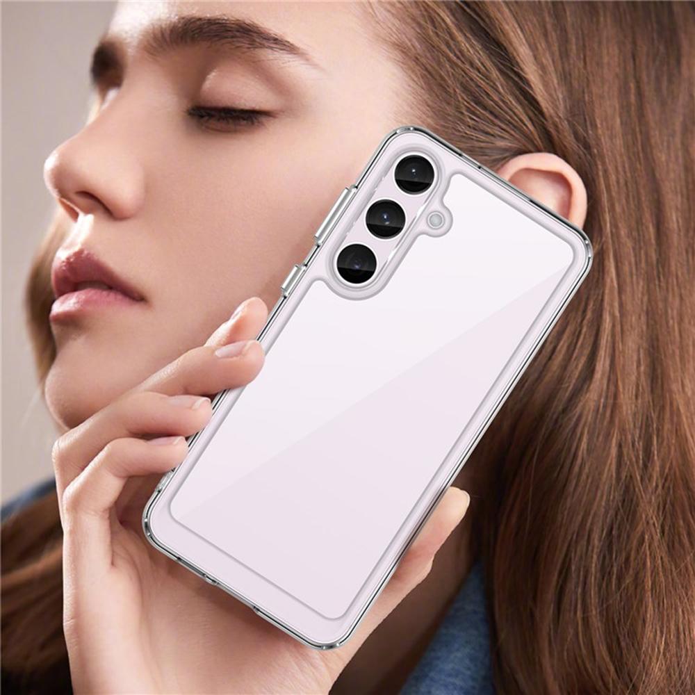 WANLONFENG MF Series for Samsung Galaxy S24 Case TPU+Acrylic Clear Phone Cover with Tempered Glass Film