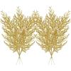 6pcs Christmas Artificial Pine Leaves Branches Gold Simulated Plants Glitter Garland Xmas Tree Ornament New Year Home Decoration