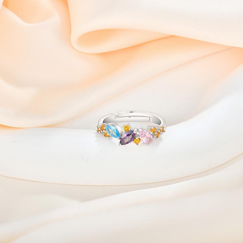 Women's S925 Sterling Silver Zircon Fashion Ring with Cross-border Design
