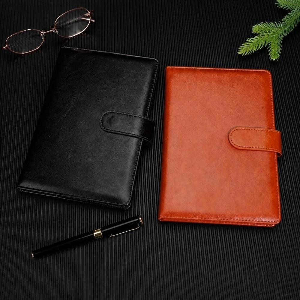 PU Leather Meeting Record Book A5 Hardcover Notebook Retro Business Notebook Office Stationery