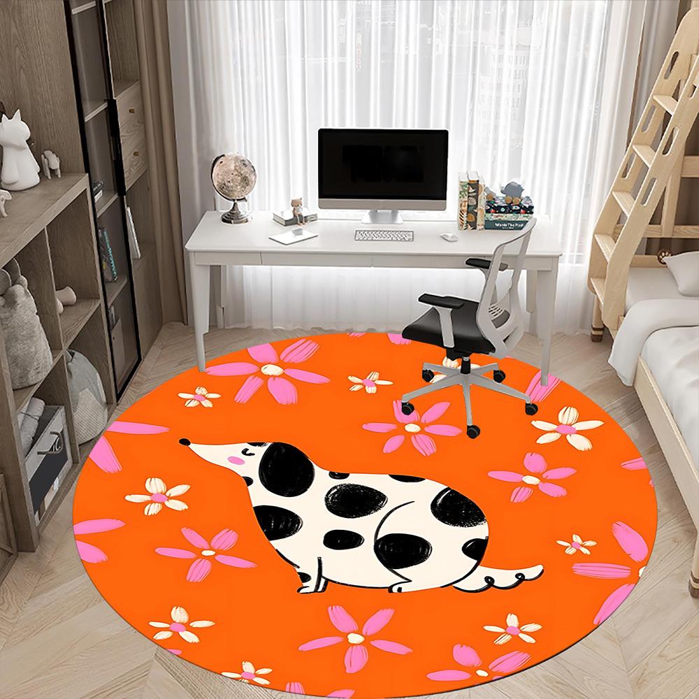 1pc Dalmatian, Floral Chair Carpet for Office Non Slip, Lightweight, Machine Washable Rug for Office Holiday Decor