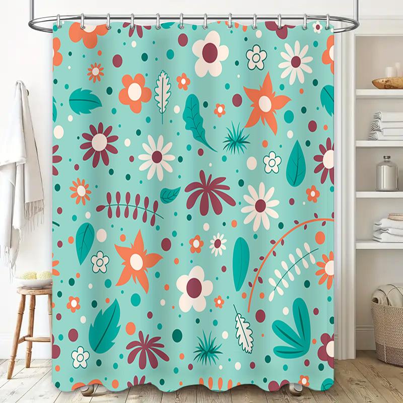Bright Chic Bathroom Shower Curtain With Floral Patterns Modern Waterproof Decoration For Home Bathrooms Multiple Colors Availab