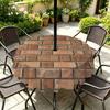 Outdoor Round Tablecloth With Umbrella Hole Waterproof Oil-Resistant Patio Dining Cover Deck Garden Terrace