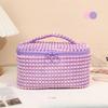 Plush Plaid Flip Makeup Bag for Women Large Capacity Cosmetic Bag Wash Bag Handeled Makeup Pouch Travel Cosmetic Organizer