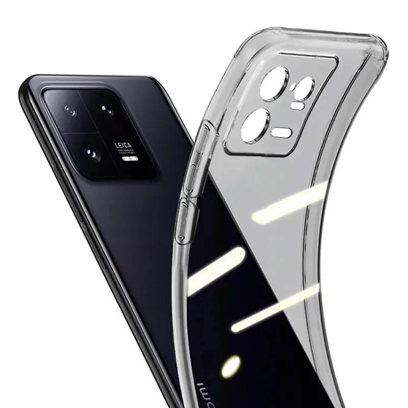 Full Camera Protection Silicone Case For Xiaomi Mi 14 13 13T 12 12X 12S Pro Lite 12T Ultra Transparent Black Cover Back Shell