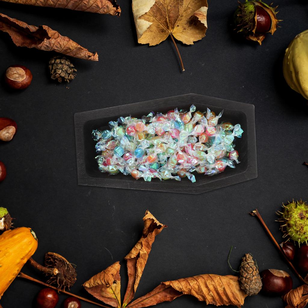 Wood Coffin Shaped Halloween Serving Tray Rustic Fruit Snack Appetizer Platter Holiday Party Platter Wood Decorative Tray