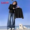 Baleno Women's Slim Fit Semi-High Collar Long Sleeve Top